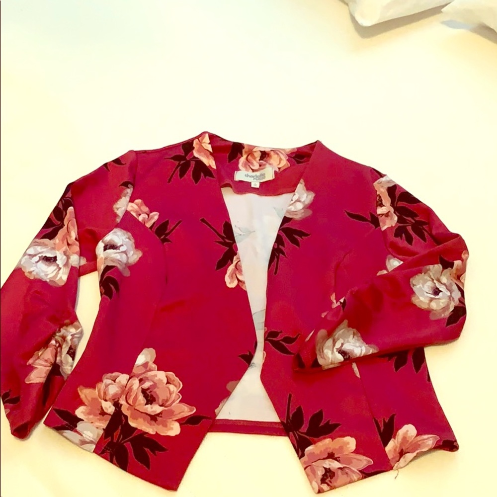 Hot Pink Flower light weight Blazer
